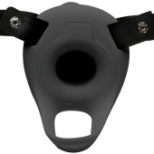 Черный полый страпон с вибрацией 2’’ Erection 28X Smooth Vibrating Silicone Penis Sheath - XR Brands - купить с доставкой в Сочи