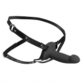 Черный полый страпон с вибрацией 2’’ Erection 28X Smooth Vibrating Silicone Penis Sheath - XR Brands - купить с доставкой в Сочи