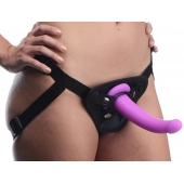 Лиловый поясной страпон Navigator Silicone G-Spot Dildo with Harness - 17,8 см. - XR Brands - купить с доставкой в Сочи