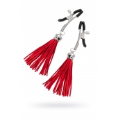 Зажимы на соски «Прищепки» с красными кисточками из замши - Pecado - купить с доставкой в Сочи