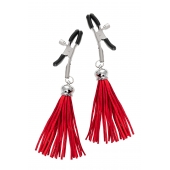 Зажимы на соски «Прищепки» с красными кисточками из замши - Pecado - купить с доставкой в Сочи