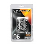 Прозрачная насадка с объёмными чёрточками STAY HARD COCK SLEEVE 06 CLEAR - Blush Novelties - в Сочи купить с доставкой