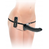 Черный страпон с вагинальной пробкой Deluxe Vibrating Penetrix Strap-On - 19 см. - Pipedream - купить с доставкой в Сочи