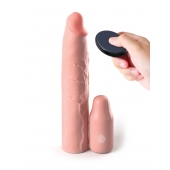 Телесная вибронасадка на член 3  Vibrating Mega X-tension with Remote - 22,9 см. - Pipedream - в Сочи купить с доставкой