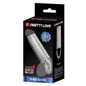 Прозрачная насадка на пенис с ребрышками и подхватом мошонки - Baile - в Сочи купить с доставкой