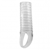 Прозрачная насадка на пенис с ребрышками и подхватом мошонки - Baile - в Сочи купить с доставкой