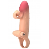 Телесная вибронасадка на пенис с подхватом мошонки - 20 см. - Baile - в Сочи купить с доставкой
