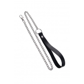 Поводок с ручкой из черной натуральной кожи и карабином для ошейника - Pecado - купить с доставкой в Сочи