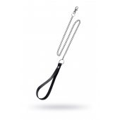 Поводок с ручкой из черной натуральной кожи и карабином для ошейника - Pecado - купить с доставкой в Сочи