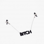 Зажимы на соски с кожаной подвеской Bitch - Crazy Handmade - купить с доставкой в Сочи
