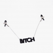 Зажимы на соски с кожаной подвеской Bitch - Crazy Handmade - купить с доставкой в Сочи