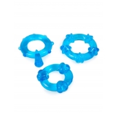 Набор из 3 синих эрекционных колец с различным рельефом - Erowoman-Eroman - в Сочи купить с доставкой