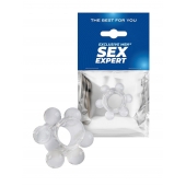 Прозрачное эрекционное кольцо с 6 стимулирующими шариками - Sex Expert - в Сочи купить с доставкой