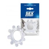 Прозрачное эрекционное кольцо со стимулирующими шариками - Sex Expert - в Сочи купить с доставкой