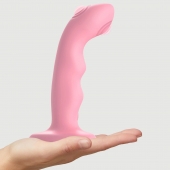 Розовая насадка-стимулятор Strap-On-Me Tapping Dildo Wave - Strap-on-me - купить с доставкой в Сочи