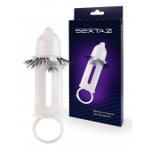 Эластичная насадка на пенис с подхватом мошонки и стимулирующими «ресничками» - Sextaz - в Сочи купить с доставкой