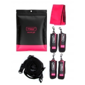 Черно-розовый эротический набор: фиксатор, оковы, наручники, повязка - Erokay - купить с доставкой в Сочи