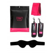 Черно-розовый эротический набор: маска, наручники и повязка - Erokay - купить с доставкой в Сочи