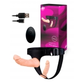 Женский страпон с 2 насадками, вибрацией и пультом ДУ - Erowoman-Eroman - купить с доставкой в Сочи