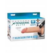 Телесный пустотелый фаллопротез 5’’ Hollow Silicone Strap-On - 14 см. - Pipedream - купить с доставкой в Сочи