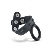 Черное эрекционное кольцо с подхватом мошонки на кнопках VS6 - Blush Novelties - в Сочи купить с доставкой