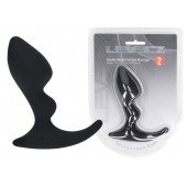 Черная анальная пробка для массажа простаты Double Ripple Silicone Prostate Massager - Shots Media BV - в Сочи купить с доставкой