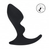 Черная анальная пробка для массажа простаты Double Ripple Silicone Prostate Massager - Shots Media BV - в Сочи купить с доставкой