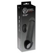 Черная вибронасадка для пениса с хомутом для мошонки и пультом ДУ Remote Controlled Penis Extension - Orion - в Сочи купить с доставкой