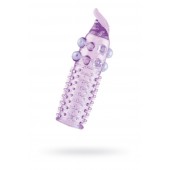 Гелевая фиолетовая насадка с шариками, шипами и усиком - 11 см. - Toyfa Basic - в Сочи купить с доставкой