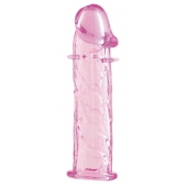 Гладкая розовая насадка с усиками под головкой - 12,5 см. - Toyfa Basic - в Сочи купить с доставкой