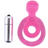 Розовая вибронасадка со стимулятор клитора   Язычок - Toyfa Basic - в Сочи купить с доставкой