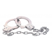 Наручники из металла с длинной цепочкой CHROME HANDCUFFS METAL HANDCUFFS W. KEY - NMC - купить с доставкой в Сочи