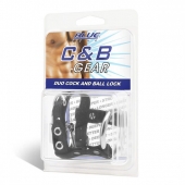 Утяжка на пенис на замочке Duo Cock And Ball Lock - BlueLine - купить с доставкой в Сочи