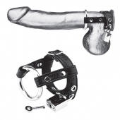Утяжка на пенис на замочке Duo Cock And Ball Lock - BlueLine - купить с доставкой в Сочи