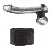 Чёрная утяжка на мошонку 1  Velcro Ball Stretcher - BlueLine - купить с доставкой в Сочи