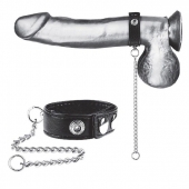 Утяжка на пенис с поводком Snap Cock Ring With 12  Leash - BlueLine - купить с доставкой в Сочи