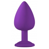 Большая фиолетовая анальная пробка Emotions Cutie Large с голубым кристаллом - 10 см. - Lola Games - купить с доставкой в Сочи