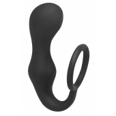 Чёрное эрекционное кольцо с анальной пробкой Double Pleasure Anal Plug - Lola Games - в Сочи купить с доставкой