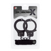 Чёрные наручники из листового металла в комплекте с веревкой BONDX METAL CUFFS LOVE ROPE SET - Dream Toys - купить с доставкой в Сочи