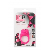 Розовое эрекционное кольцо с щеточкой LIT-UP SILICONE STIMU RING 5 - Dream Toys - в Сочи купить с доставкой