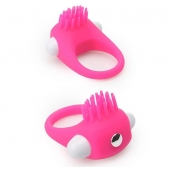Розовое эрекционное кольцо с щеточкой LIT-UP SILICONE STIMU RING 5 - Dream Toys - в Сочи купить с доставкой