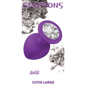 Большая фиолетовая анальная пробка Emotions Cutie Large с прозрачным кристаллом - 10 см. - Lola Games - купить с доставкой в Сочи