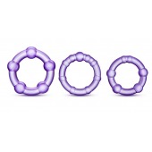 Набор из 3 фиолетовых эрекционных колец Stay Hard Beaded Cockrings - Blush Novelties - в Сочи купить с доставкой
