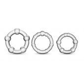 Набор из 3 прозрачных эрекционных колец Stay Hard Beaded Cockrings - Blush Novelties - в Сочи купить с доставкой