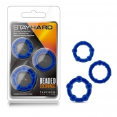 Набор из 3 синих эрекционных колец Stay Hard Beaded Cockrings - Blush Novelties - в Сочи купить с доставкой