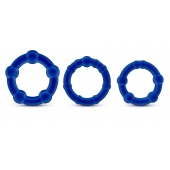 Набор из 3 синих эрекционных колец Stay Hard Beaded Cockrings - Blush Novelties - в Сочи купить с доставкой