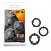Набор из 3 чёрных эрекционных колец Stay Hard Beaded Cockrings - Blush Novelties - в Сочи купить с доставкой