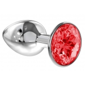 Малая серебристая анальная пробка Diamond Red Sparkle Small с красным кристаллом - 7 см. - Lola Games - купить с доставкой в Сочи