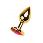 Золотистая анальная пробка с кристаллом-сердцем - 7,5 см. - ToyFa - купить с доставкой в Сочи