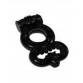 Чёрное эрекционное кольцо Rings Treadle с подхватом - Lola Games - в Сочи купить с доставкой